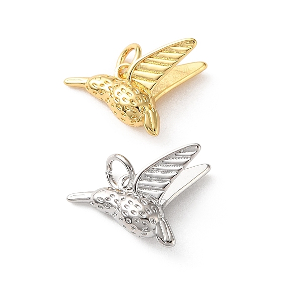 Encantos de bronce, encantos de colibrí, sin plomo y cadmio, chapado en rack, larga duración plateado