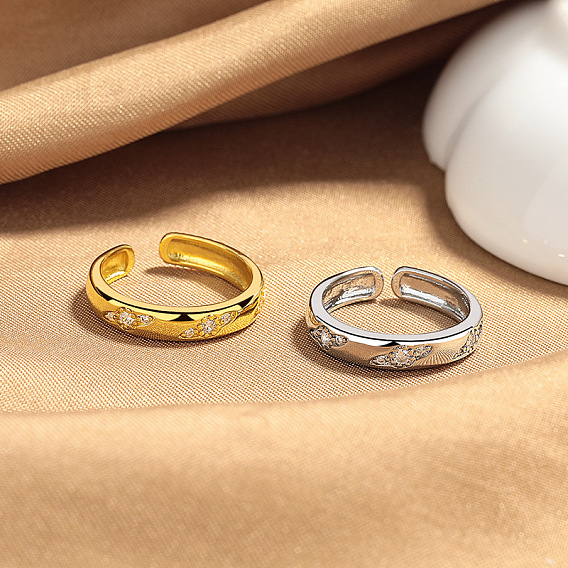 Латунные микропаве кубические цирконии манжеты открытые кольца для женщин