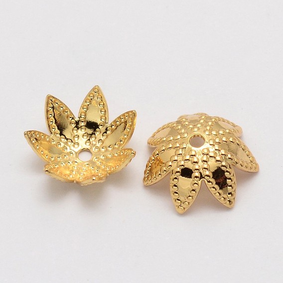 Латунные причудливые колпачки для бусин с несколькими лепестками, без кадмия, без никеля и без свинца, 9x4 мм, отверстие : 1 мм