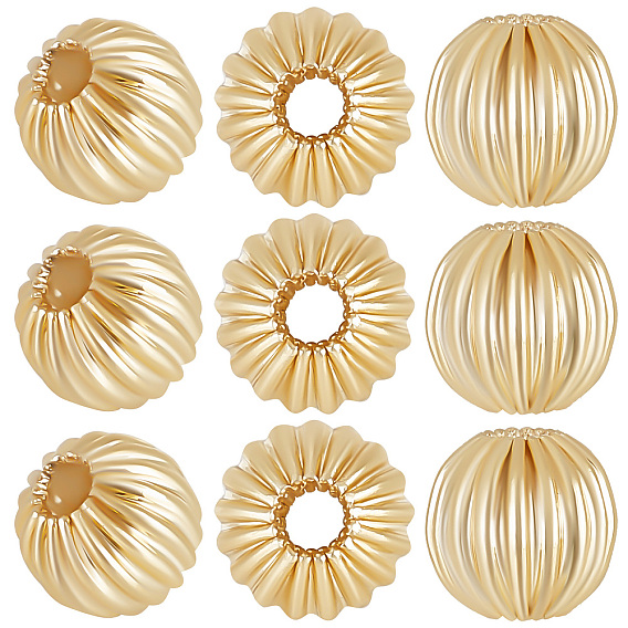 100шт. латунные рифленые бусины, без никеля , круглые