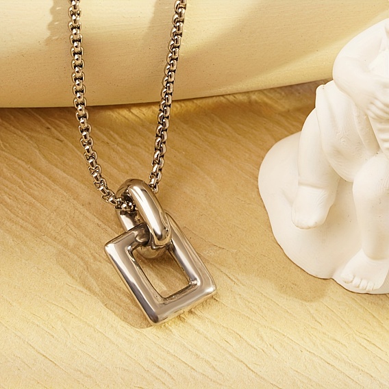 Прямоугольные кулоны из нержавеющей стали для женщин, цвет нержавеющей стали