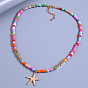 Stylish Multi-layered Necklace with Metal Starfish Pendant for Sweaters