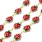 Звенья латунной эмали, клубника, пайки, с катушкой