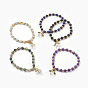 Natural Mixed Stone Beads Stretch Charm Bracelets, with Brass and Alloy Findings, Angel