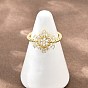 Brass Micro Pave Cubic Zirconia Cuff Open Rings, Snowflake, Lead Free & Cadmium Free, Long-Lasting Plated, Rack Plating