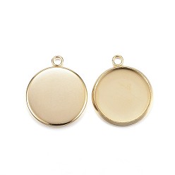 Ion Plating(IP) 304 Stainless Steel Pendant Cabochon Settings, Plain Edge Bezel Cups, Flat Round