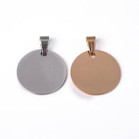 304 Stainless Steel Pendants, Flat Round, Stamping Blank Tag, 25x1.5mm, Hole: 4.5x9mm