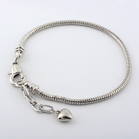 Messing europäischen Stil Armband Zeug, mit Karabinerverschluss und Herzanhänger, langlebig überzogen