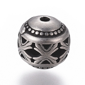 316 Surgical Stainless Steel Beads, Round, Hollow