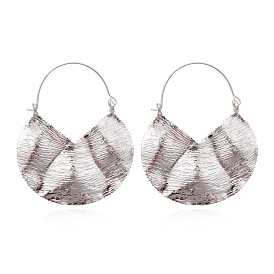 Minimalist Geometric Texture Earrings Retro Fashion Alloy Ear Drops Chic Hoop Jewelry Women