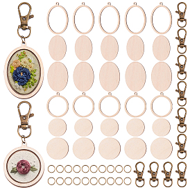 10 Sets Holzanhänger Cabochon-Fassungen, mit 10 Stück drehbaren Metallverschlüssen und 20 Stück Eisen-Binderingen, für die Herstellung von Schmuck-Schlüsselanhängern zum Selbermachen