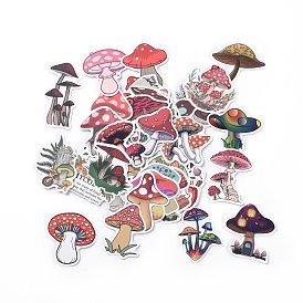 50Pcs Cartoon Mushroom Paper Sticker Label Set, Adhesive Label Stickers, for Suitcase & Skateboard & Refigerator Decor