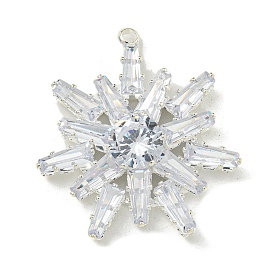 Brass Rhinestone Pendants, Christmas Snowflake Charms