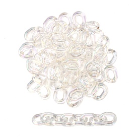 Transparent Acrylic Linking Rings, AB Color Plated, Quick Link Connectors, For Jewelry Cable Chains Making, Oval