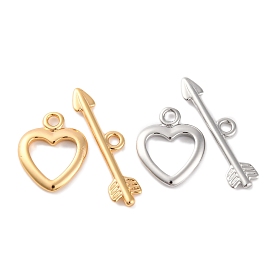 Heart Brass Toggle Clasps, Long-Lasting Plated