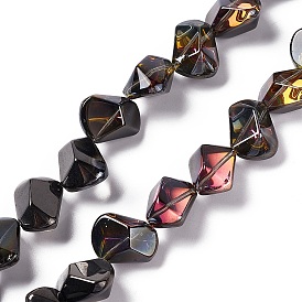 Half Rainbow Plated Electroplate Glass Beads, Polygon