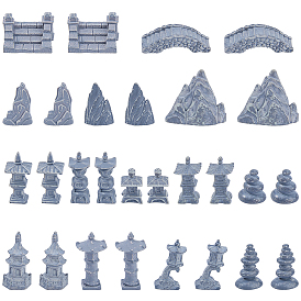 28Pcs 14 Styles Resin Display Decoration, Micro Landscape Scene Ornaments