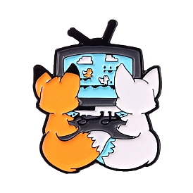 Cute Little Video Game Fox Brooch, Alloy Enamel Pins for Valentine's Day