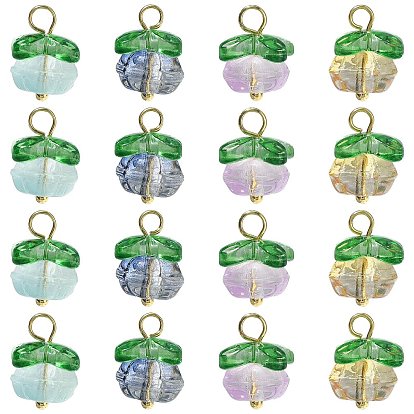 20шт 4 цвета подвески лэмпворк ручной работы, с фурнитурой позолоченной латунной, тыква с подвеской в виде листьев