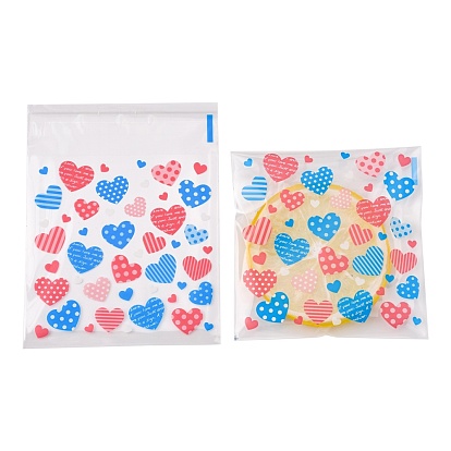 Rectangle Plastic Cellophane Bags, for Bake Packaging, Heart Pattern
