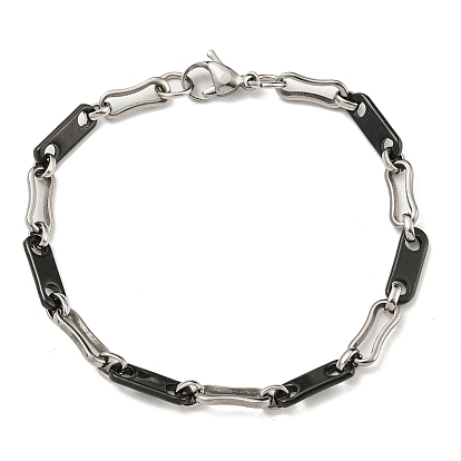 Two Tone 201 Stainless Steel Oval Link Chain Bracelet, 304 Stainless Steel Clasps