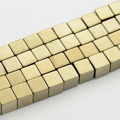 Cube Non-magnetic Synthetic Hematite Beads Strands, Imitation Pyrite