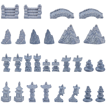 28Pcs 14 Styles Resin Display Decoration, Micro Landscape Scene Ornaments
