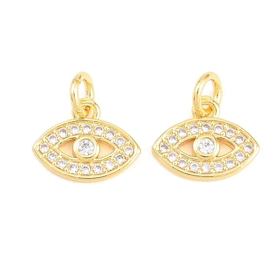 Latón micro pavimenta claro cubic zirconia encantos, Encantos de los ojos de los caballos