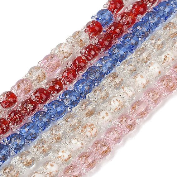 Нити золотых песочных бусин лэмпворк, тюльпан