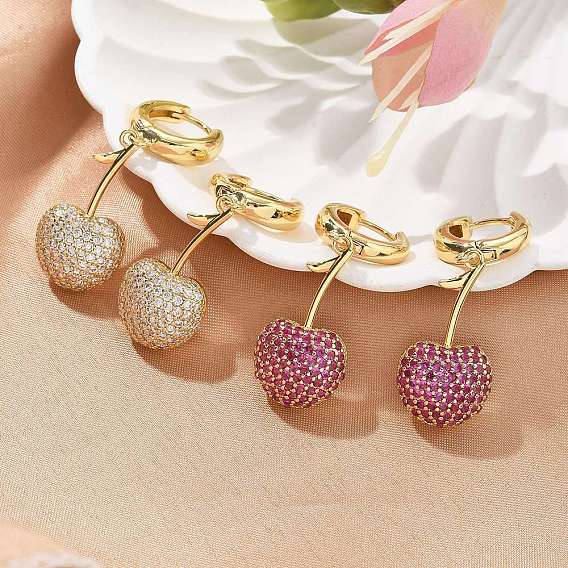 Серьги-кольца из вишневой латуни с микропаве из кубических цирконий, стойки покрытие, долговечный, без свинца и без кадмия, реальный 18 k позолоченный