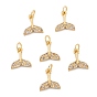Brass Micro Pave Cubic Zirconia Pendant, Long-Lasting Plated, Mermaid Tail Shape