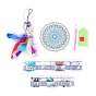 DIY Diamond Painting Hanging Woven Net/Web with Feather Pendant Kits, Including Acrylic Plate, Pen, Tray, Feather and Bells, Wind Chime Crafts for Home Decor
