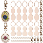 10 Sets Wood Pendant Cabochon Settings, with 10Pcs Alloy Swivel Clasps and 20Pcs Iron Jump Rings, for Jewelry Keychain DIY Craft Making