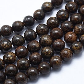 Natural Bronzite Bead Strands, Round