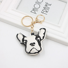 Dalmatian Dog Leather Keychain with Cow Print Puppy Bag Charm