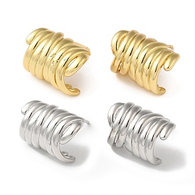 Rack Plating Brass Column Stud Earrings, Half Hoop Earrings for Women, Lead Free & Cadmium Free, Long-Lasting Plated