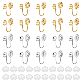 20 шт. 2 цвета латунные клипсы преобразователи выводы, с силиконовой клипсой на подушечках для серег