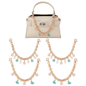 4 шт 2 стили сплав эмаль бабочка цветок подвеска железная сумка декоративные цепи, с застежками, золотые