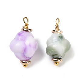 Непрозрачные акриловые подвески, подвески в форме ракушек, с петлей из латуни, покрытой настоящим золотом 18k