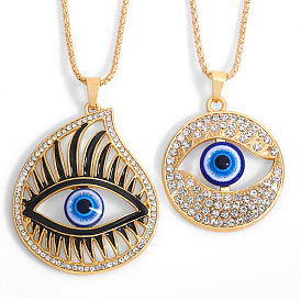 Bold Eye Pendant Necklace with Rhinestones - Unique Hip Hop Jewelry