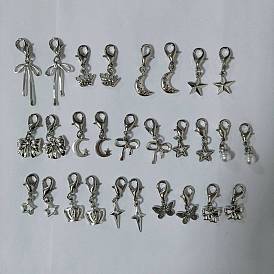 28Pcs 14 Styles Alloy Shoes Charms, with Alloy Lobster Claw Clasps, Mixed Shapes