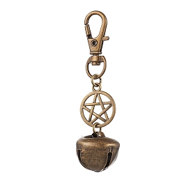 Iron Bell Pendant Decoration, Swivel Lobster Claw Clasps and Alloy Star Charms for Bag Ornaments