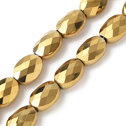 Стеклянные бусины с гальваническим покрытием , полное покрытие, граненые и овальные