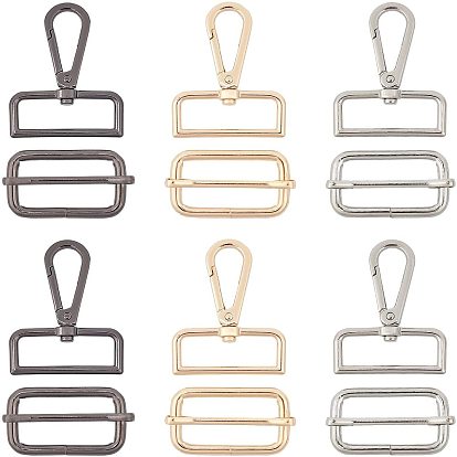 DIY Bag Clasps Kits, with Zinc Alloy Swivel Clasps and Iron Adjuster Slides Buckles