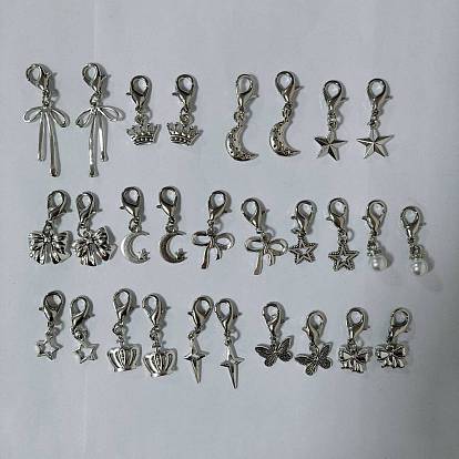 28Pcs 14 Styles Alloy Shoes Charms, with Alloy Lobster Claw Clasps, Mixed Shapes