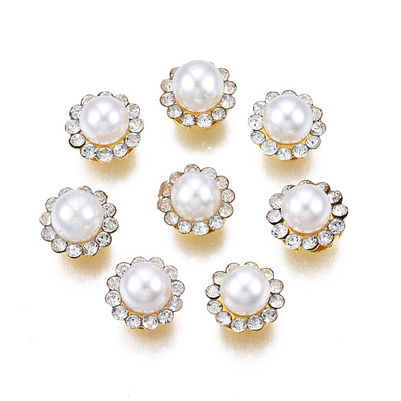 Coudre sur strass, avec des réglages de dents de fer, abs perle d'imitation, fleur