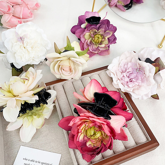 Цветочные пластиковые заколки для волос с когтями, аксессуары для волос для женщин и девочек