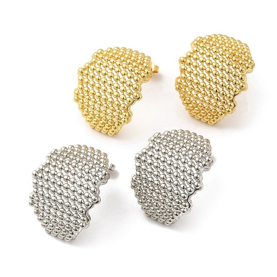 Rack Plating Brass Hollow Twist Stud Earrings for Women, Cadmium Free & Lead Free