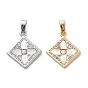 Латунные микро проложить кубического циркония подвески, без кадмия, без никеля и без свинца, с оболочкой, ромб с цветочным шармом
