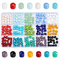225Pcs 15 Colors Opaque Glass Beads Strands, Faceted Barrel